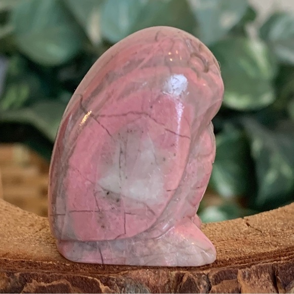 Rhodonite Carved Owl Figurine Gemstone Bird Carving Chubby Stone Animal Pet 1.5" - Picture 3 of 10